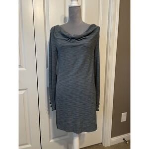 NWT‎ Anthropologie Pure + Good Ribbed Knit Blue Marled Cowl Neck Shirt Dress SM